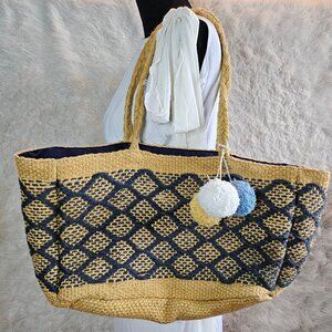 Quagga Ocean Netting Market Bag with Pompom Bag Charm